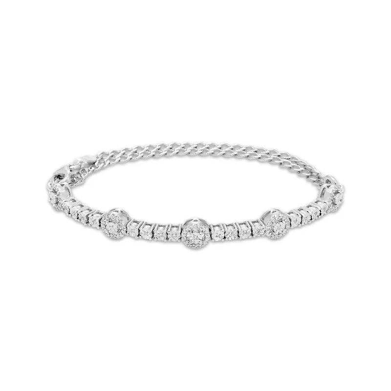 Pre-Owned Kay 1/5ct tw Diamond Circle Link Bracelet in Sterling Silver