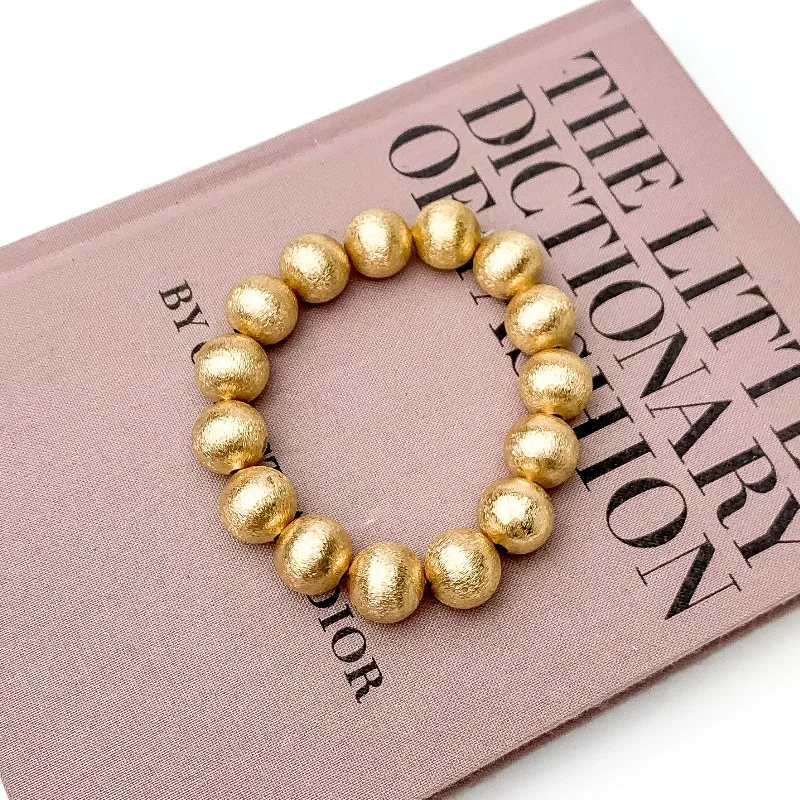 Large Gold Tone Beaded Bracelet