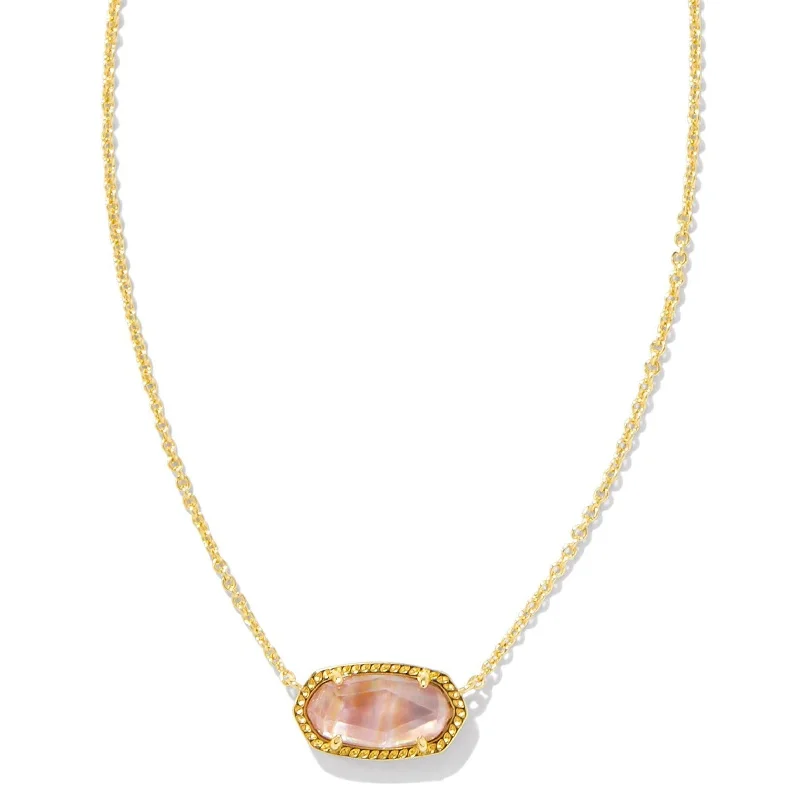 Kendra Scott | Elisa Gold Pendant Necklace in Light Pink Iridescent Abalone