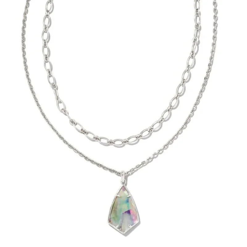 Kendra Scott | Camry Silver Multi Strand Necklace in Lilac Abalone